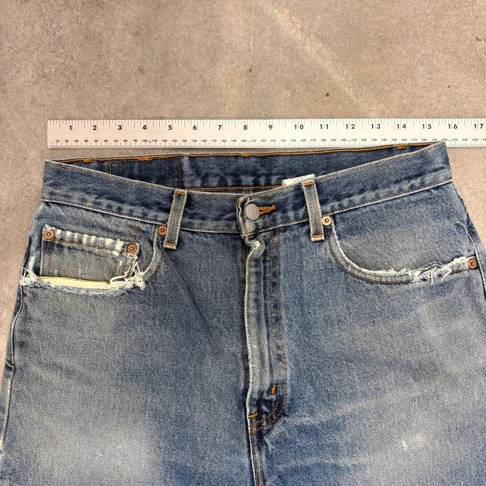 Levis 505 Mens Vintage 2000s Straight Leg Jeans W33 L30 Faded Distressed Y2K